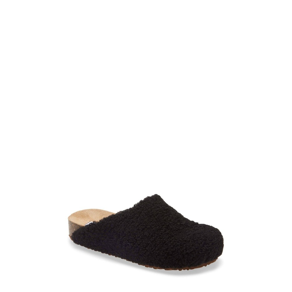 Steve Madden Vesa‎ Black Teddy Sherpa Clog Mule Slippers Women's Size 10